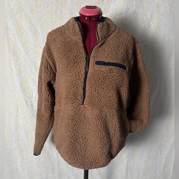 O'Neill Jackets & Blazers - O'Neill Tan Sherpa Jacket with Navy Trim